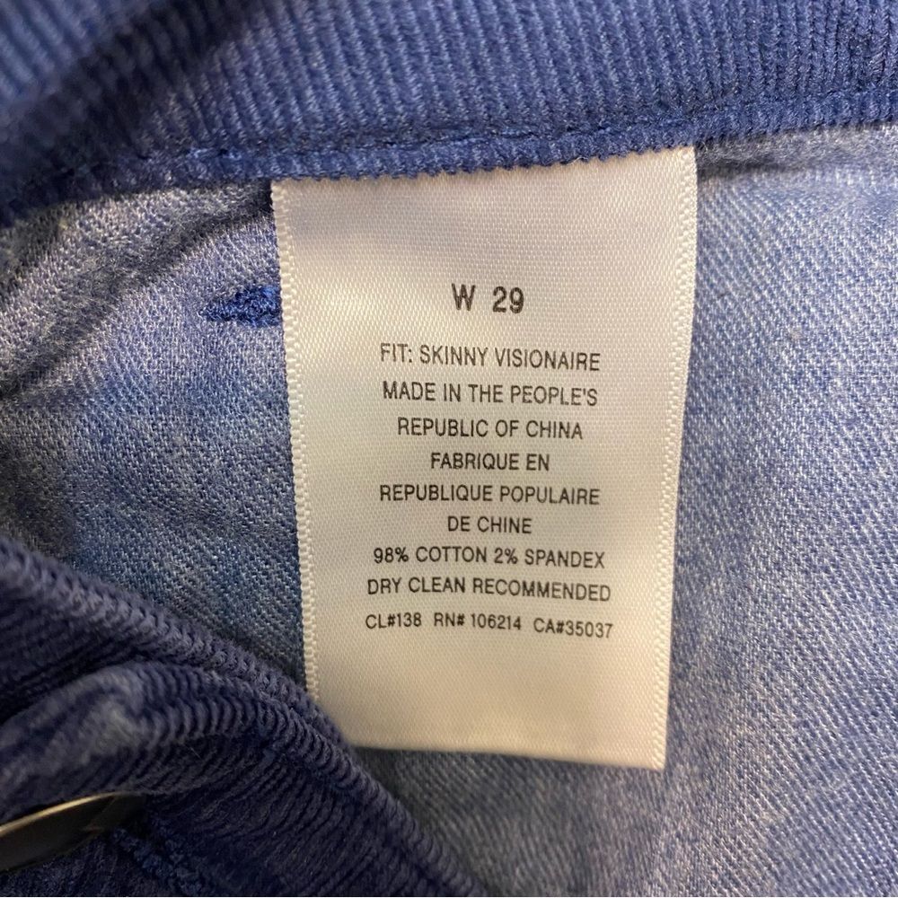 Joe’s Jeans Skinny Visionaire Royal Blue Corduroy - Picture 4 of 7